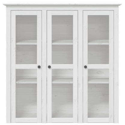 Armoire avec portes vitrées BODO blanc bois de pin massif