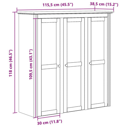 Armoire avec portes vitrées BODO blanc bois de pin massif