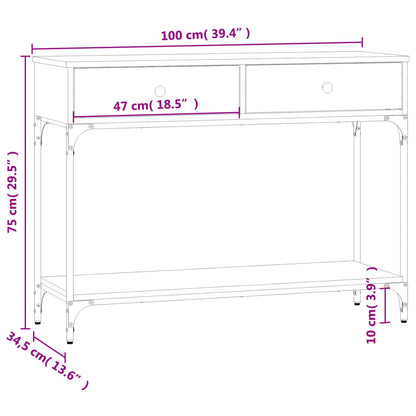 Table console chêne fumé 100x34,5x75 cm bois d'ingénierie