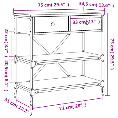 Table console noir 75x34,5x75 cm bois d'ingénierie