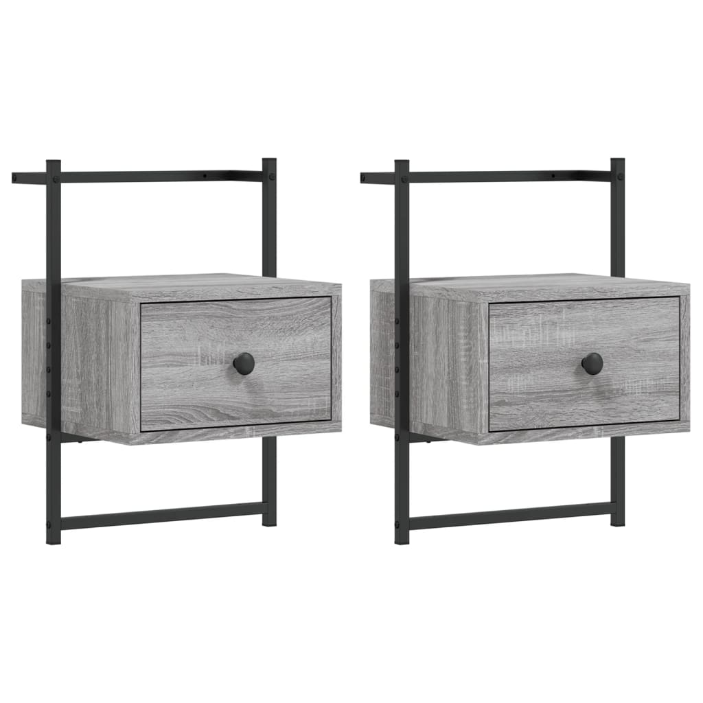 Table de chevet murale 2 pcs sonoma gris 35x30x51 cm