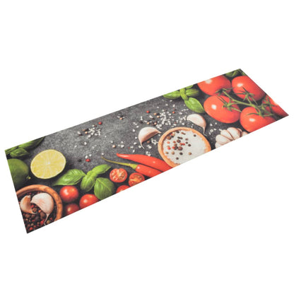 Tapis de cuisine lavable impression légumes 45x150 cm velours