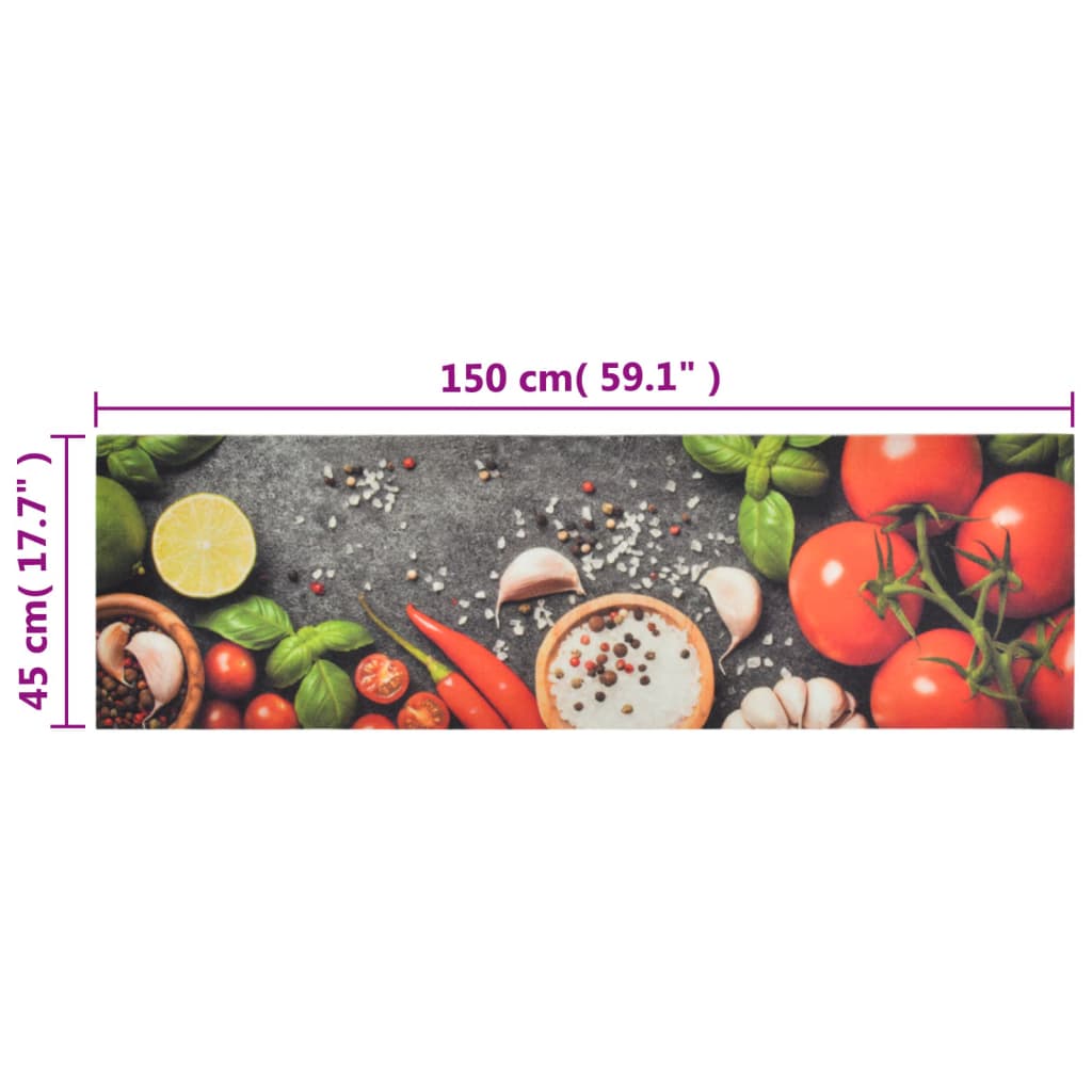 Tapis de cuisine lavable impression légumes 45x150 cm velours