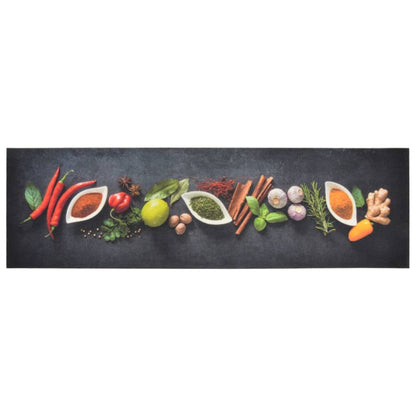 Tapis de cuisine lavable impression d'épices 45x150 cm velours