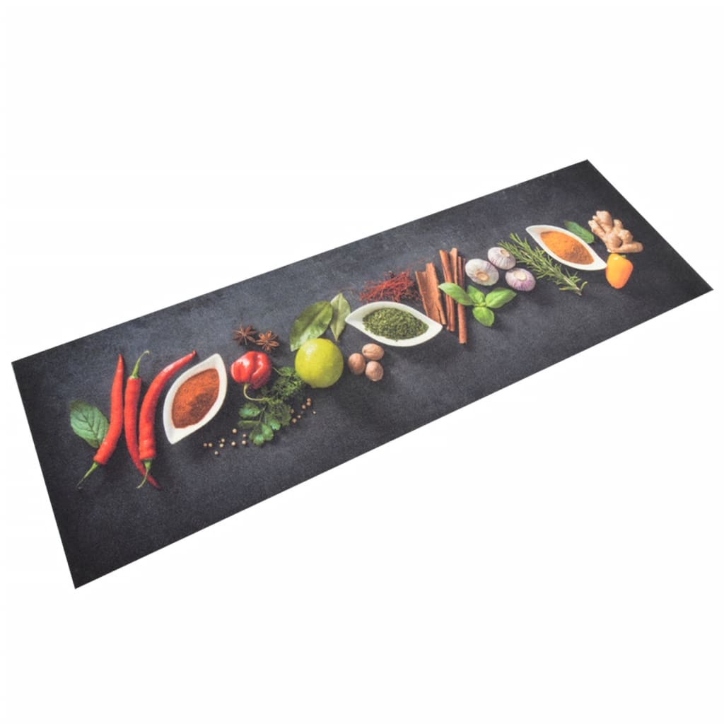 Tapis de cuisine lavable impression d'épices 60x180 cm velours