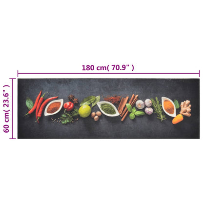 Tapis de cuisine lavable impression d'épices 60x180 cm velours