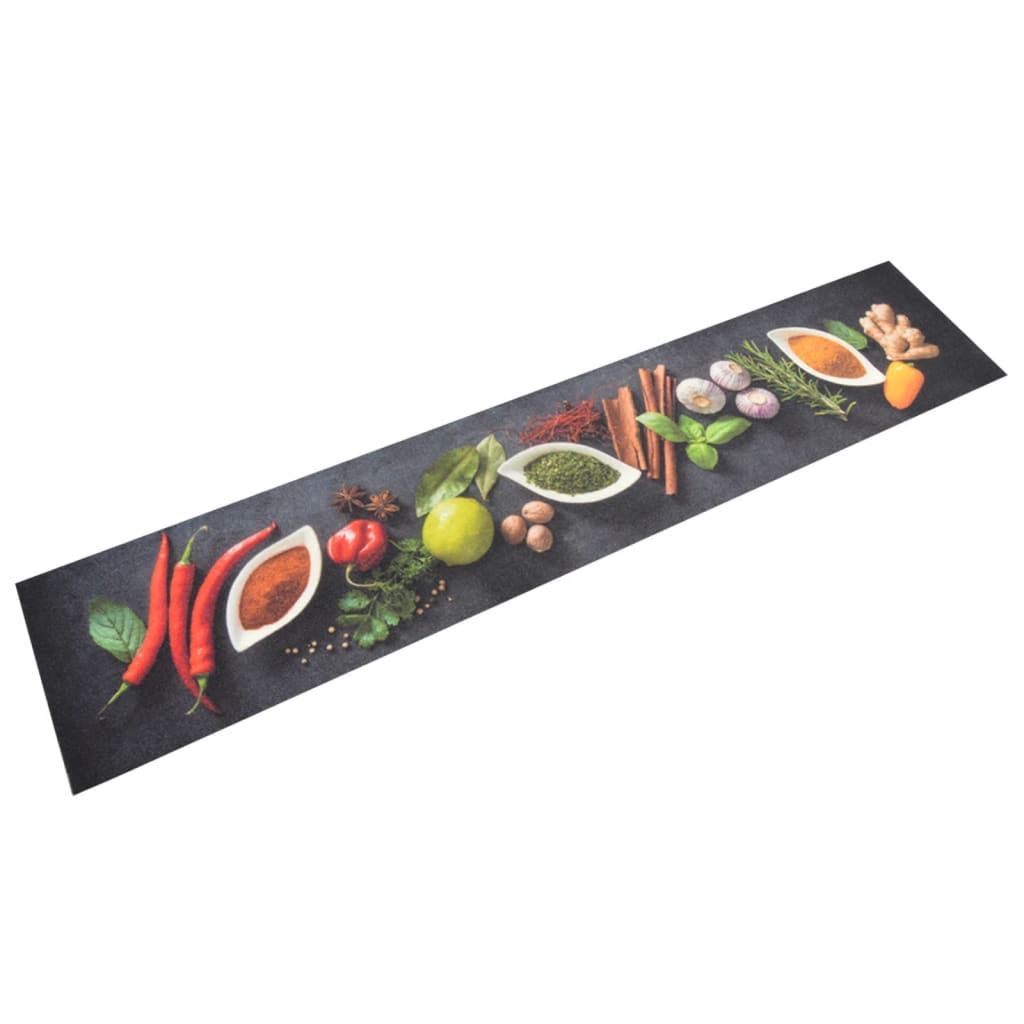 Tapis de cuisine lavable impression d'épices 60x300 cm velours