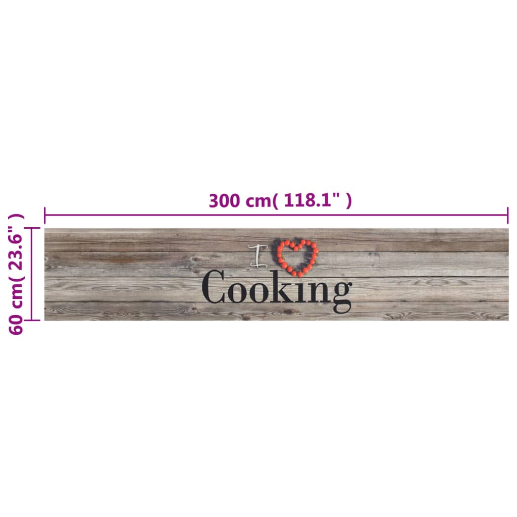 Tapis de cuisine lavable impression cuisine gris 60x300 cm