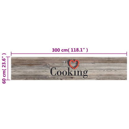 Tapis de cuisine lavable impression cuisine gris 60x300 cm