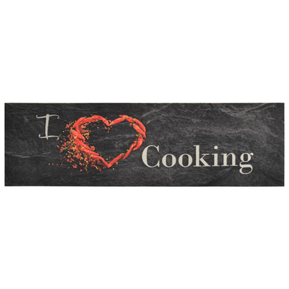 Tapis de cuisine lavable impression cuisine noir 45x150 cm