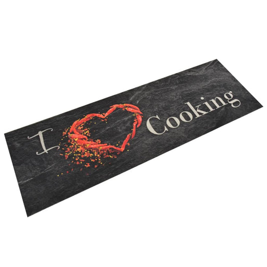 Tapis de cuisine lavable impression cuisine noir 60x180 cm