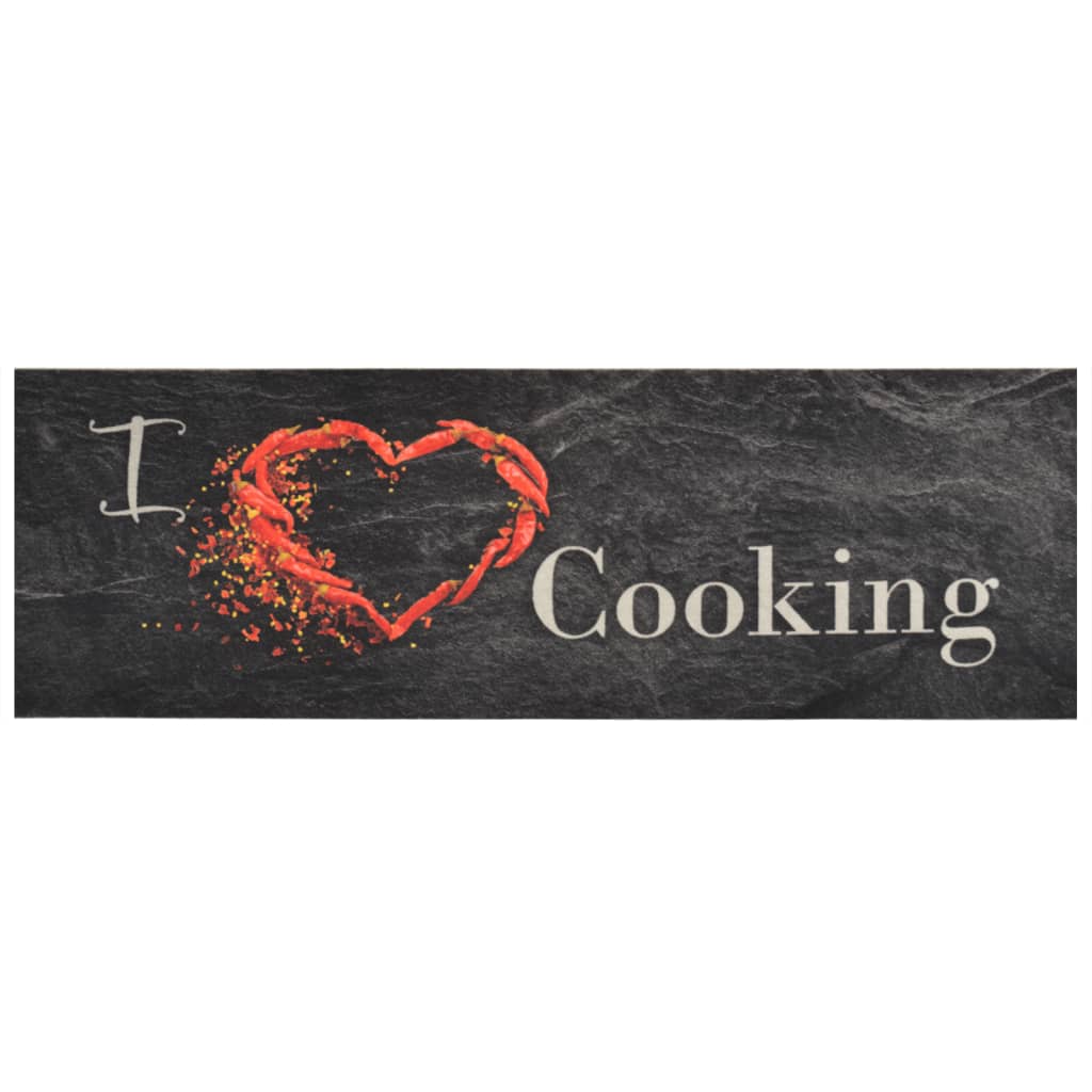 Tapis de cuisine lavable impression cuisine noir 60x180 cm