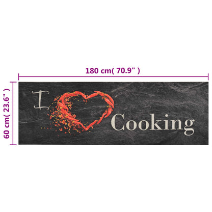 Tapis de cuisine lavable impression cuisine noir 60x180 cm