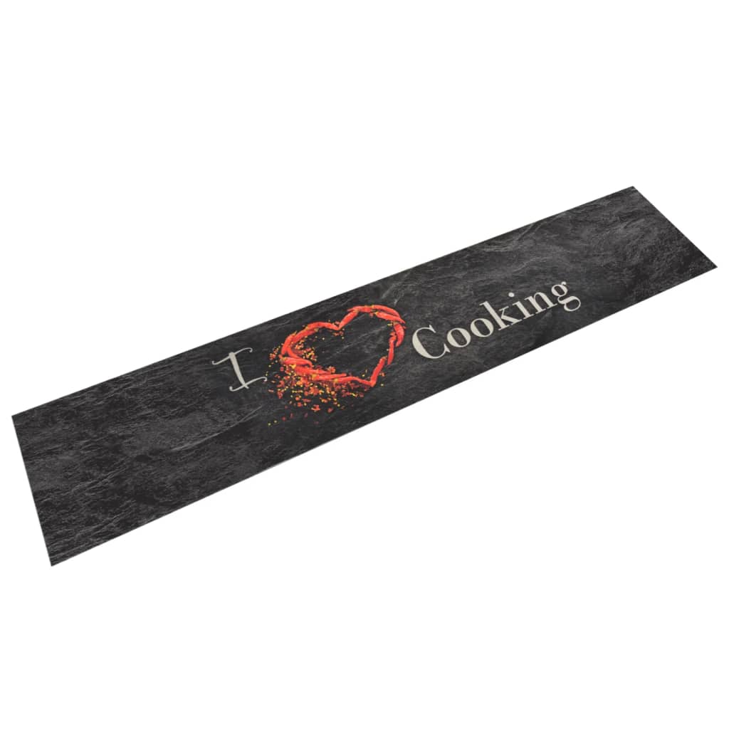 Tapis de cuisine lavable impression cuisine noir 60x300 cm