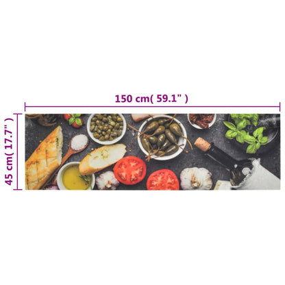 Tapis de cuisine lavable impression vin dîner 45x150 cm velours