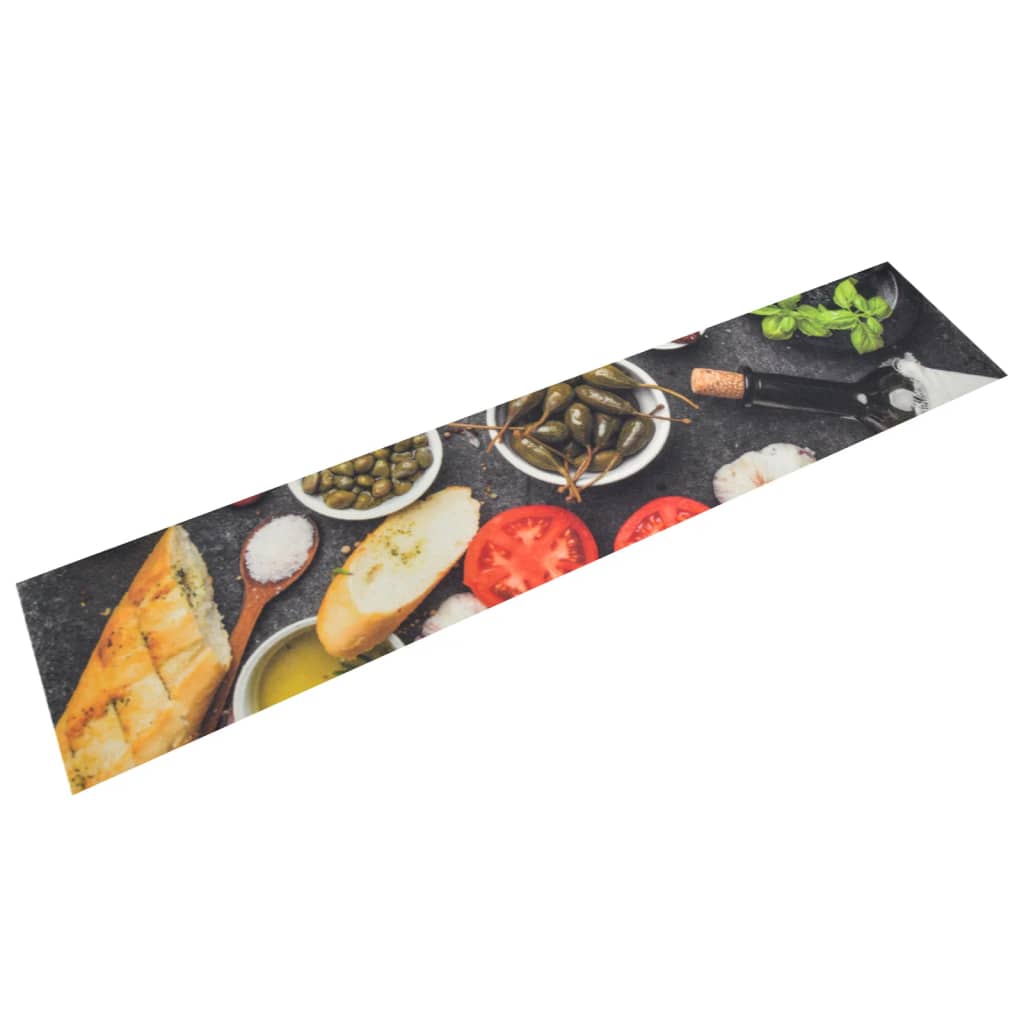 Tapis de cuisine lavable impression vin dîner 60x300 cm velours