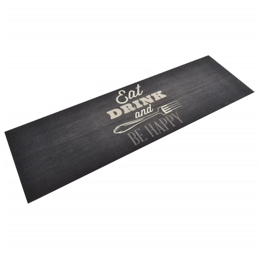 Tapis de cuisine lavable impression cuisine noir 60x180 cm