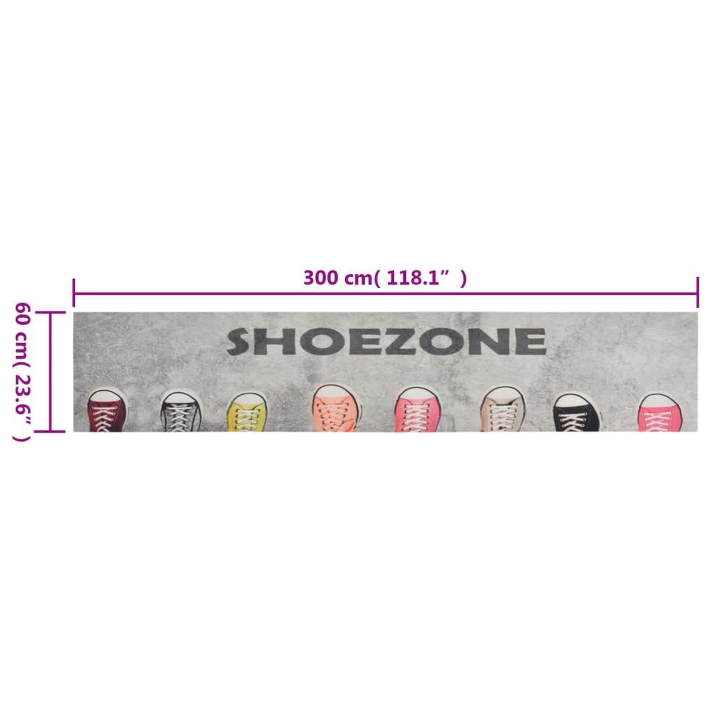 Tapis de cuisine lavable impression shoezone 60x300 cm velours