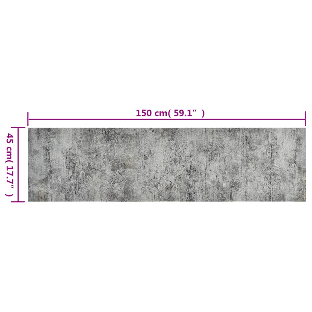 Tapis de cuisine lavable impression béton 45x150 cm velours