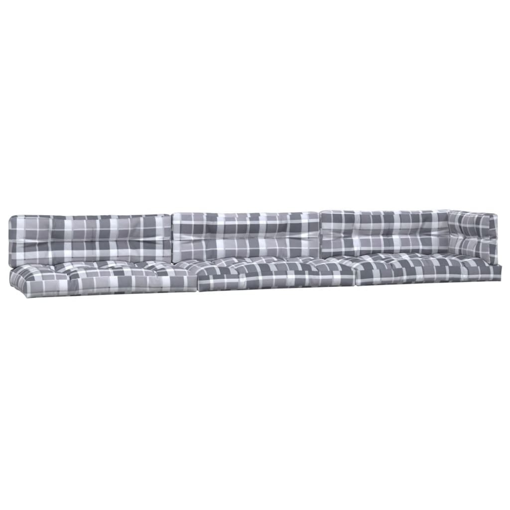 Coussins de palette lot de 7 motif de carreaux gris tissu