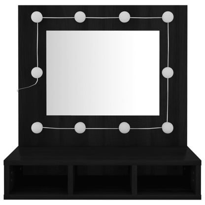 Armoire à miroir avec LED noir 60x31,5x62 cm