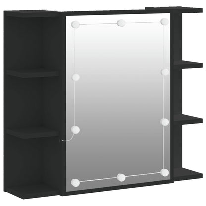 Armoire à miroir avec LED noir 70x16,5x60 cm