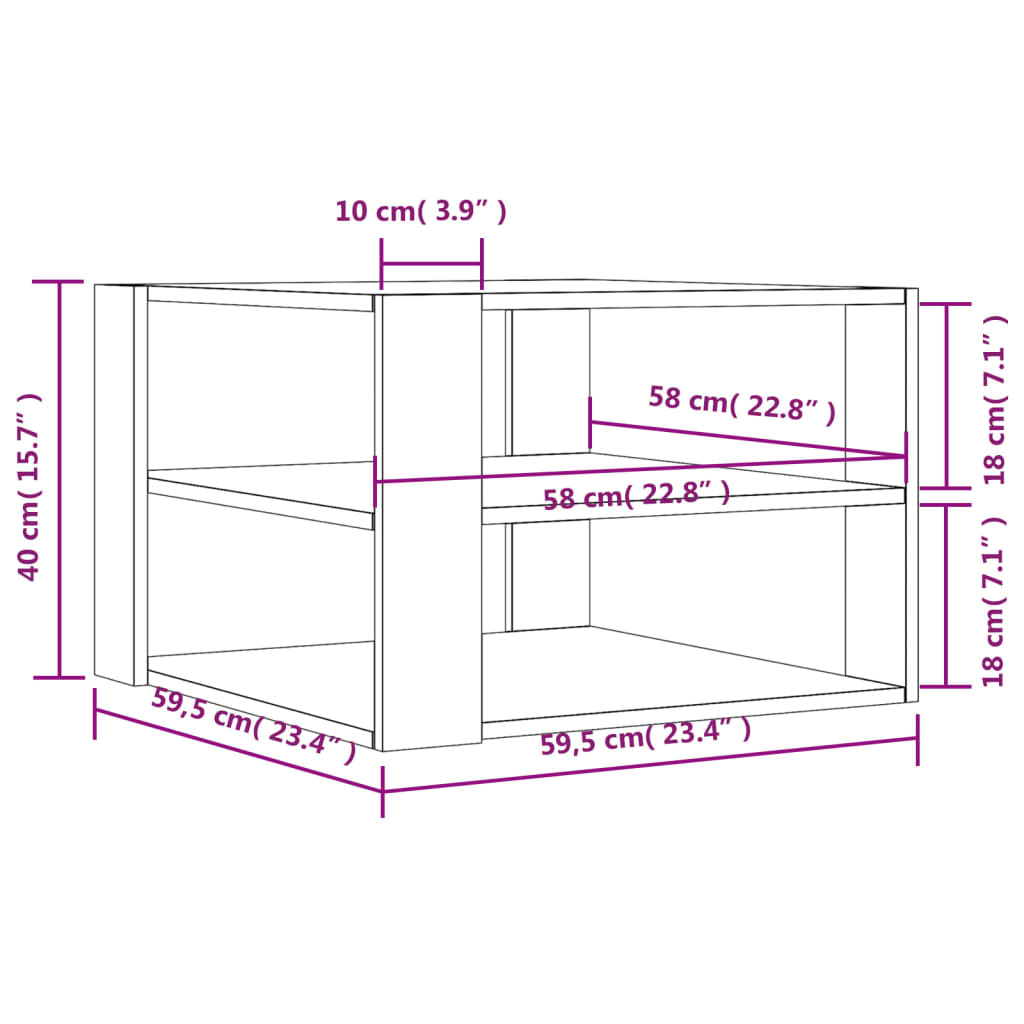 Table basse chêne sonoma 59,5x59,5x40 cm bois d'ingénierie