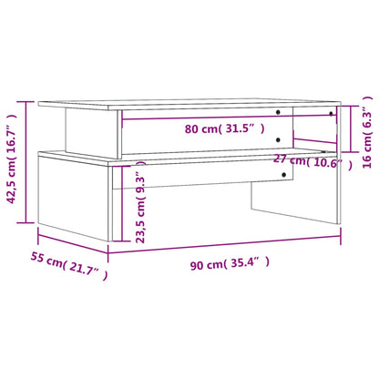 Table basse blanc 90x55x42,5 cm bois d'ingénierie