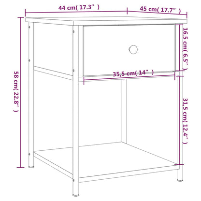 Table de chevet sonoma gris 44x45x58 cm bois d'ingénierie