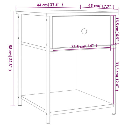 Table de chevet chêne marron 44x45x58 cm bois d'ingénierie