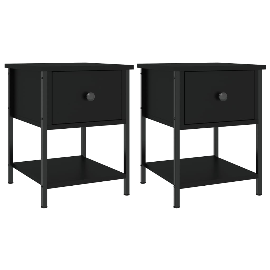 Tables de chevet 2 pcs noir 34x35,5x45 cm bois d'ingénierie