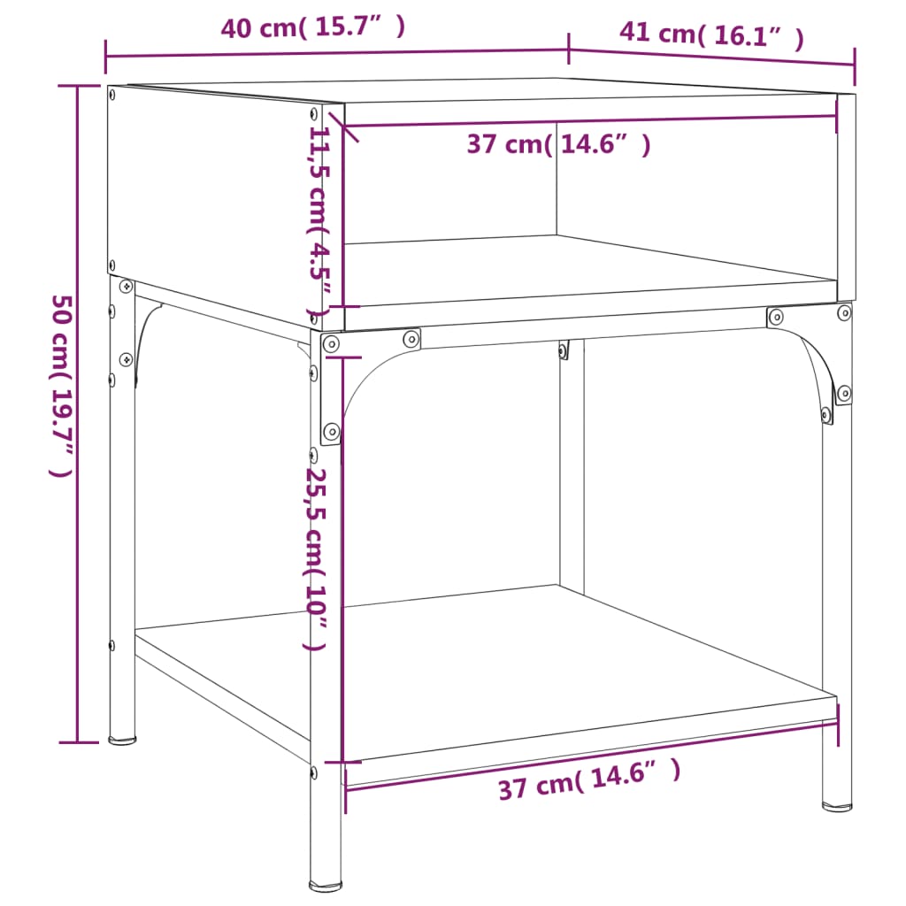 Tables de chevet 2 pcs noir 40x41x50 cm bois d’ingénierie