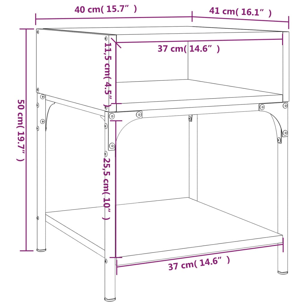 Tables de chevet 2 pcs sonoma gris 40x41x50 cm bois ingénierie