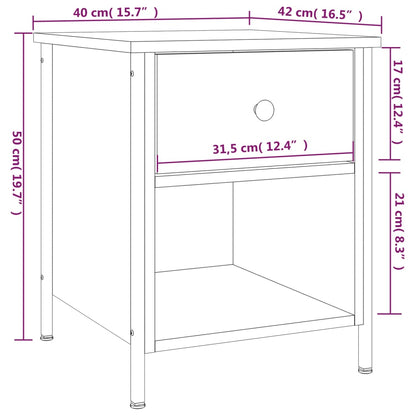 Table de chevet chêne fumé 40x42x50 cm bois d'ingénierie