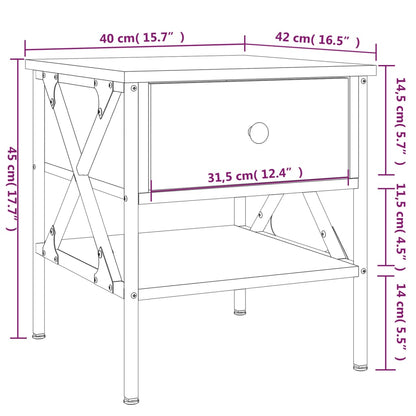 Table de chevet noir 40x42x45 cm bois d’ingénierie