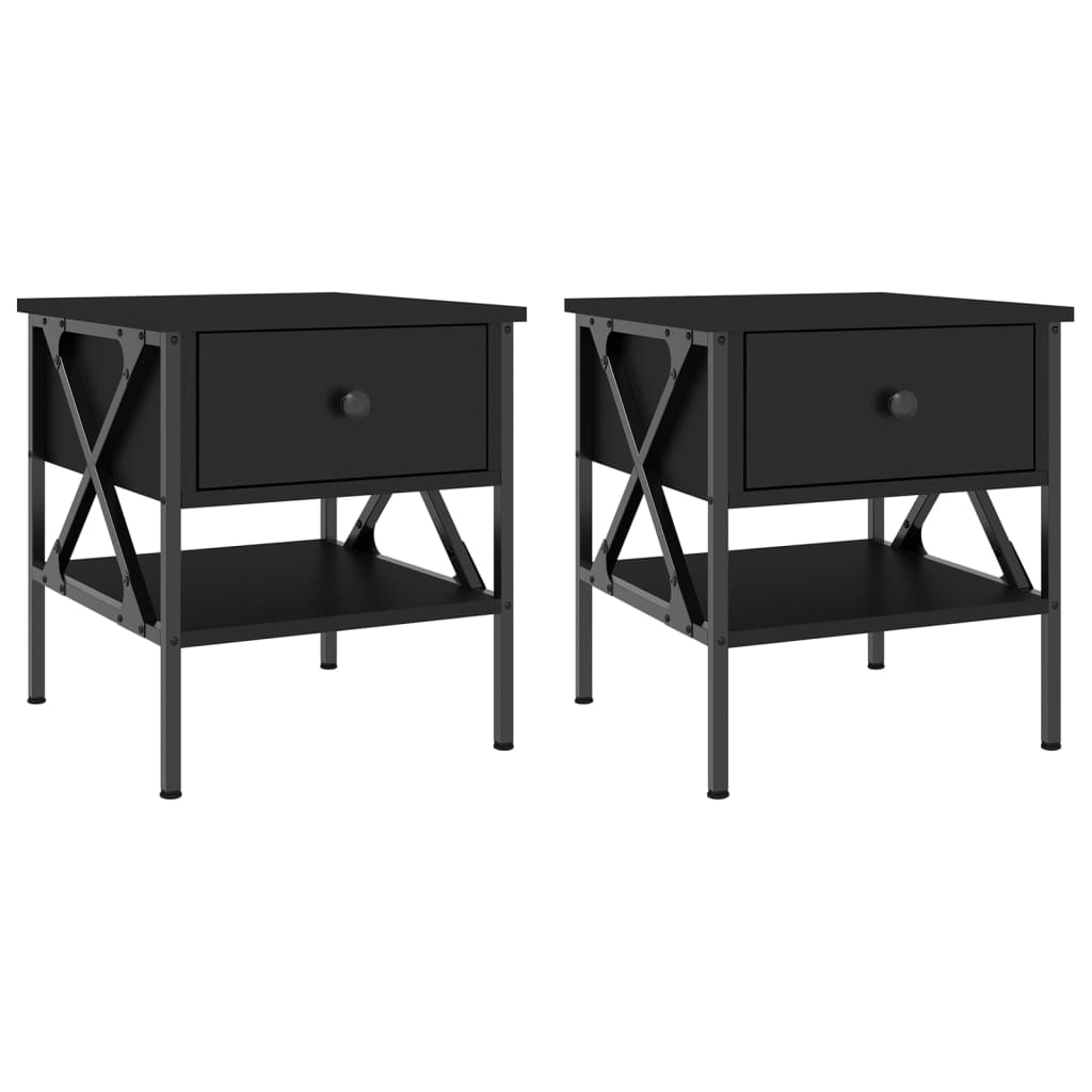 Tables de chevet 2 pcs noir 40x42x45 cm bois d’ingénierie