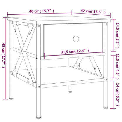 Table de chevet chêne sonoma 40x42x45 cm bois d'ingénierie