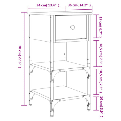 Table de chevet chêne sonoma 34x36x70 cm bois d'ingénierie