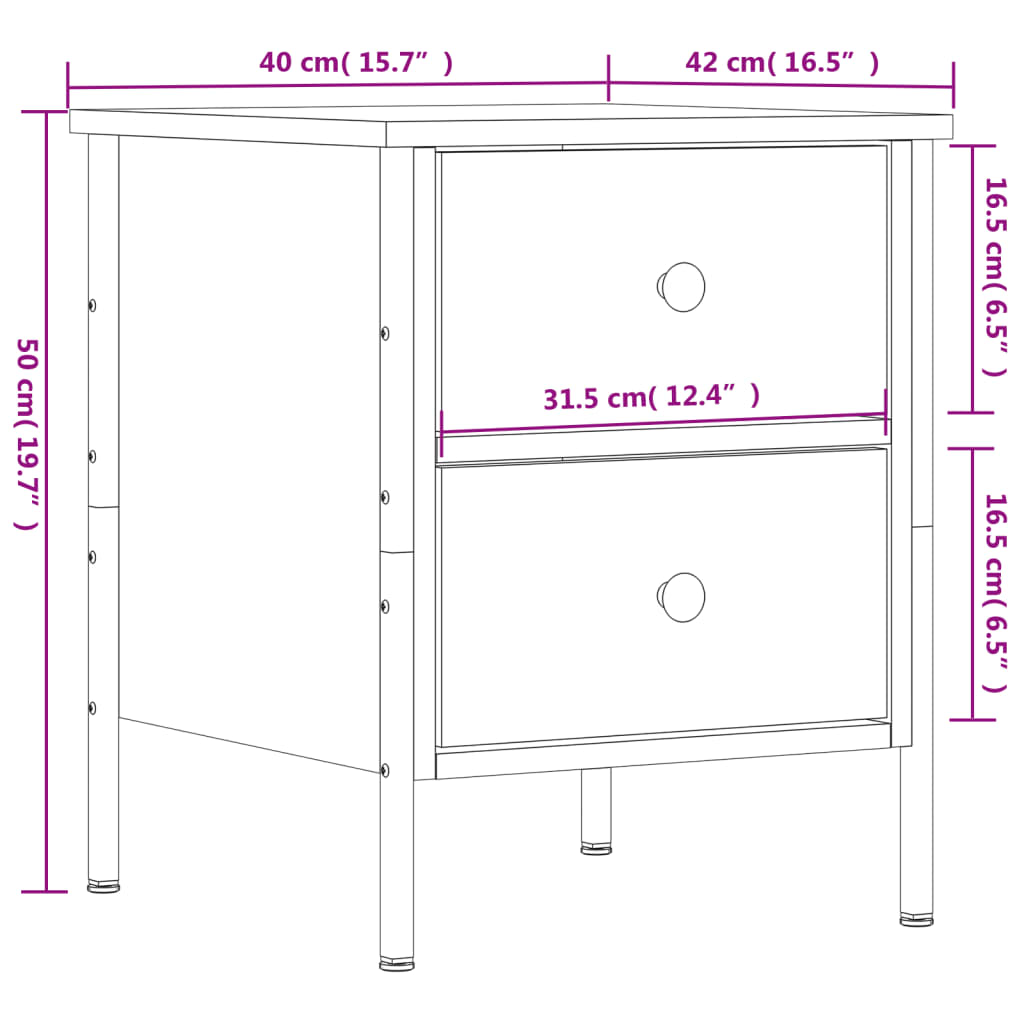 Table de chevet chêne sonoma 40x42x50 cm bois d'ingénierie