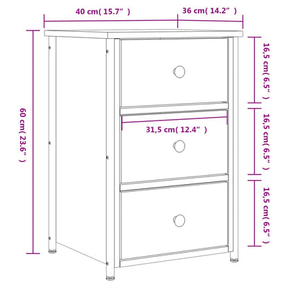 Table de chevet chêne fumé 40x36x60 cm bois d'ingénierie