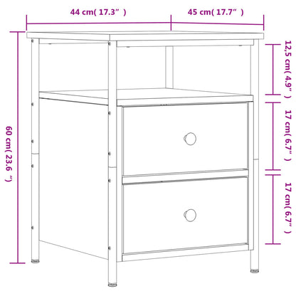 Tables de chevet 2 pcs noir 44x45x60 cm bois d’ingénierie