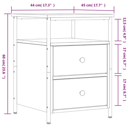 Table de chevet chêne sonoma 44x45x60 cm bois d'ingénierie