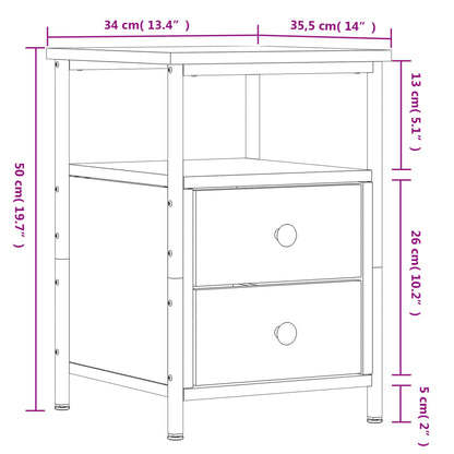 Table de chevet chêne sonoma 34x35,5x50 cm bois d'ingénierie