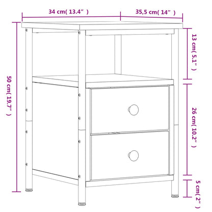 Table de chevet sonoma gris 34x35,5x50 cm bois d'ingénierie