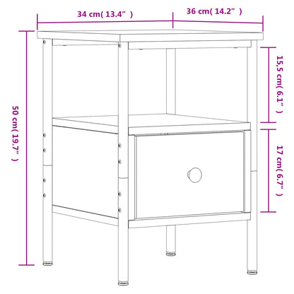 Table de chevet chêne sonoma 34x36x50 cm bois d'ingénierie