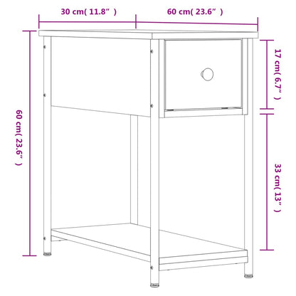 Table de chevet chêne fumé 30x60x60 cm bois d'ingénierie