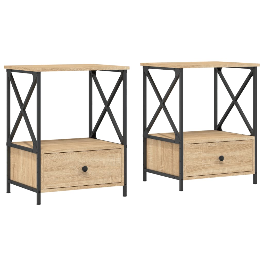 Tables de chevet 2 pcs chêne sonoma 50x41x65 cm bois ingénierie