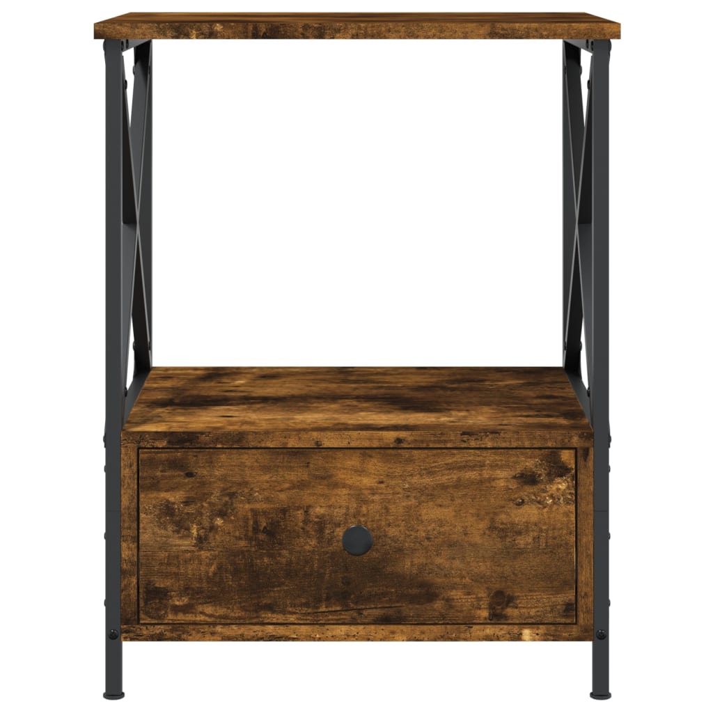 Table de chevet chêne fumé 50x41x65 cm bois d'ingénierie