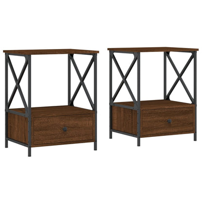 Tables de chevet 2 pcs chêne marron 50x41x65 cm bois ingénierie