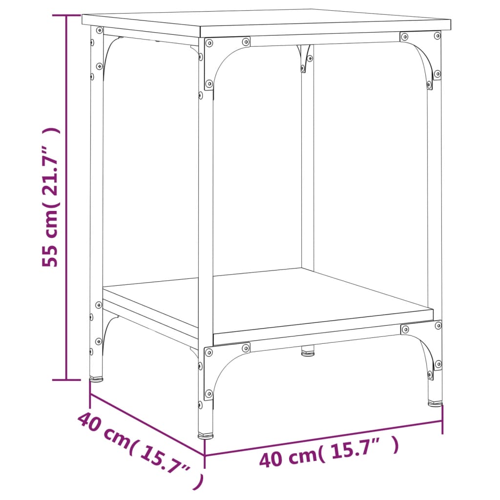 Table basse chêne fumé 40x40x55 cm bois d'ingénierie